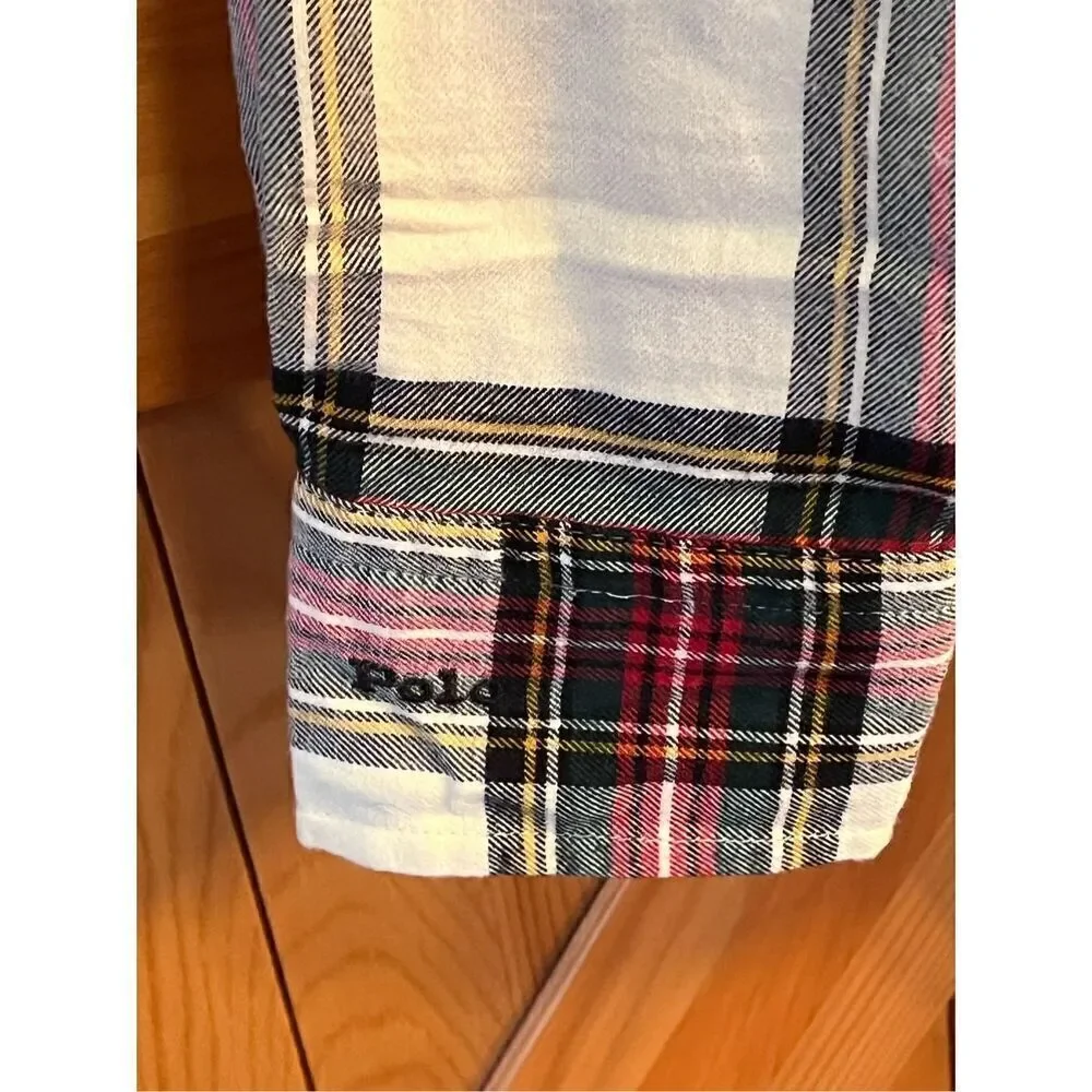 Polo Ralph Lauren Classic Fit Red/Cream Plaid Flannel Shirt Size Small NWT (3472